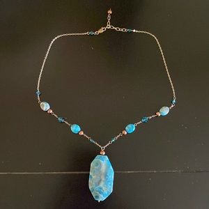 Sterling silver turquoise necklace with freshwater pearls 16” plus 1” extender